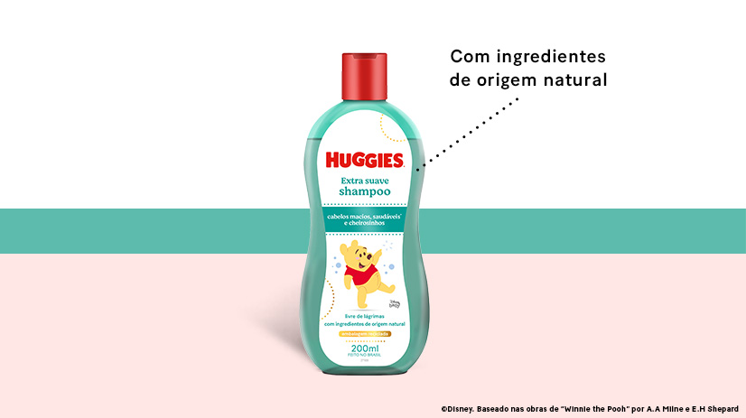 Shampoo linha Extra Suave. "Com ingredientes de origem natural."