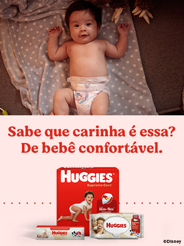 Bebê usando fralda Huggies Supreme Care